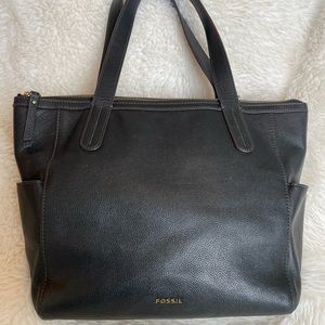 Black Leather Fossil Purse/Tote